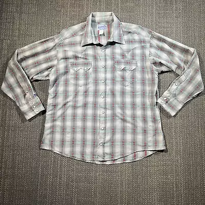 Rockmount RanchWear Shadow Plaid Shirt XL Diamond Pearl Snap Dobby Lurex Western • $56.88