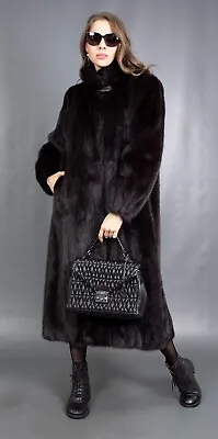 11933 Superior Real Mink Coat Luxury Fur Jacket Very Long Beautiful Look Size Xl • $1