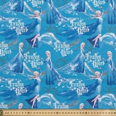 Disney Frozen Hearts Fabric Cotton Poplin Elsa Print Sewing Craft  1/2 Metre • $11