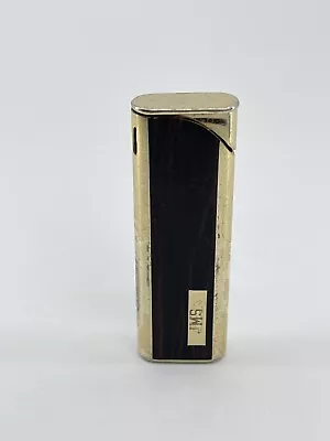 Vintage Colibri Lighter Japan Monogram JMS Butane Faux Wood Grain Gold Tone • $21.95