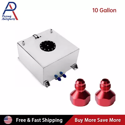  10 Gallon Aluminum Drift Strip Race Fuel Cell Gas Tank +Level Sender+2PCS Cap • $99.99