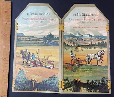 SUPER Trade Card Folder Brochure - Deering Mower & Reaper Farm Horse Drawn 1880s • $148