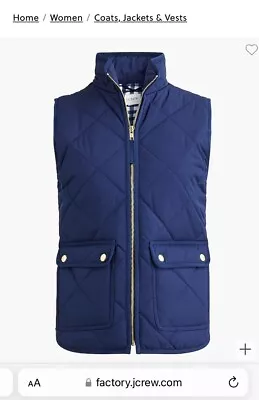 J. Crew Quilted Puffer Vest Jacket With Snap Pockets In Navy MEDIUM  NWT • $44