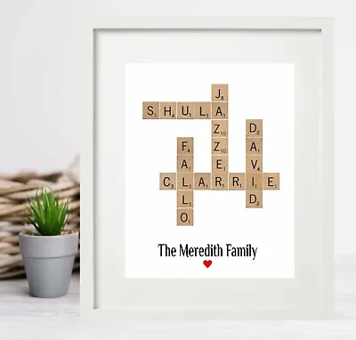 Personalised Scrabble Mothers Day Gifts Family Print  Mum Gift For Mummy  Nanny • £4.35