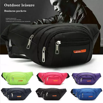 Large Waterproof Waist Bum Bags Fanny Pack Belt Pouch Wallet Travel Bag UnisexUK • £6.29