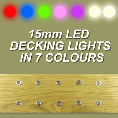 £19.60 • Buy 10x15mm LED Decking/Plinth/Recessed Kitchen Light Kit 7 COLOURS+Extension Cables