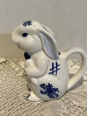 Vintage JSNY Bunny Rabbit Blue And White Ceramic Creamer • $15.99