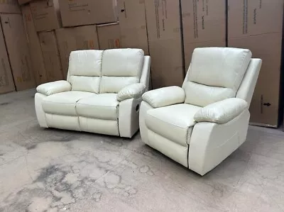 EX-SAMPLE Model - Cream Recliner 2 Seater + Chair CLEARANCE QC Checked! • £425