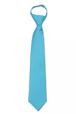 Men's Turquoise Solid Pretied Zipper Necktie Weddings Business School • $12.95