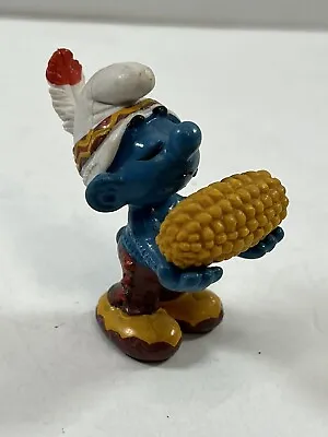 Smurfs 20197 Thanksgiving Corn Smurf Indian Rare Vintage Figure Toy PVC Figurine • $44.95