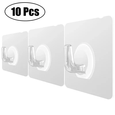 £3.13 • Buy 10Pcs Self Adhesive Wall Hooks Heavy Duty Stick On Door Hanger Sticky Home Decor