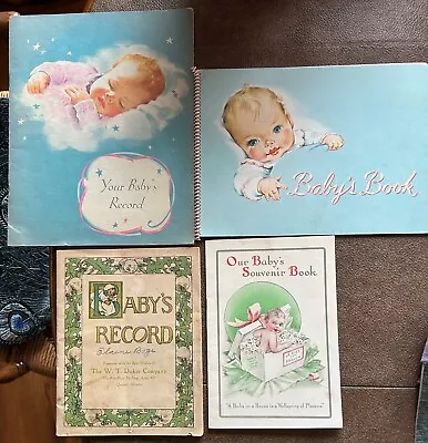 Vintage 1921 1940s Baby Record Memory Birth Books Baby Advertisement Set Of 4 • $8.99