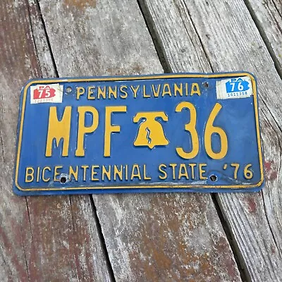 1976 Pennsylvania BICENTENNIAL License Plate -  MPF 36  75 76 Stickers • $12.50