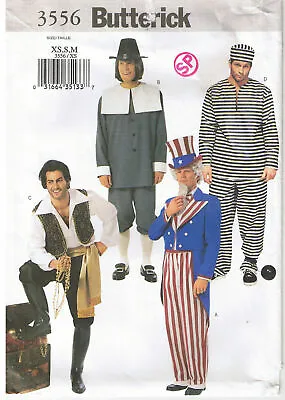 Mens Pilgrim Uncle Sam Prisoner Pirate Costume Sewing Pattern 30 32 34 36 38 40 • $7.74