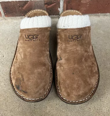 Women's UGG Australia Gael Wedge Mules Clogs Chestnut Suede 1934 Size 9 • $24