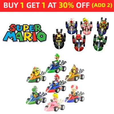 Multiple Styles Super Mario Kart Pull Back Car Figure Toys Cake Topper Kids Gift • £7.89