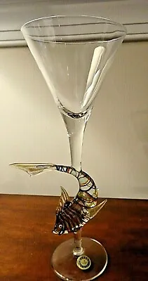 10  Murano Art Glass Italy FISH Stem Goblet W/ Label Ribbon  • $130.50