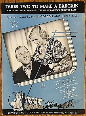 1935 MOVIE Sheet Music TWO FOR TONIGHT Scarce Tune TAKES TWO TO MAKE A BARGAIN • $8