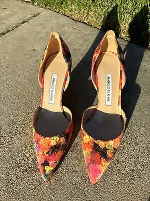 MANOLO BLAHNIK Flower Floral Heels Pumps 39 • $250