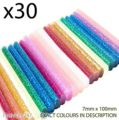 £4.29 • Buy 30 X Glitter Colour Glue Sticks For Electric Hot Melt Glue Gun 7mm X 100mm Long