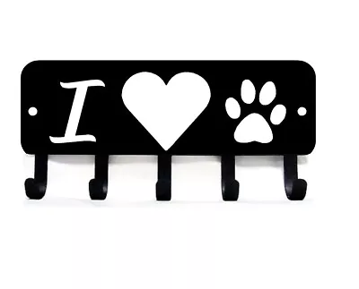 I Heart Dog Paw Key Rack Hanger/ Organizer With 5 Hooks -6in -Made In USA • $15.99