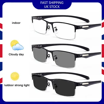 Progressive Reading Glasses +1.0- +4.0 Multifocal Varifocal Photochromic Glasses • £10.78