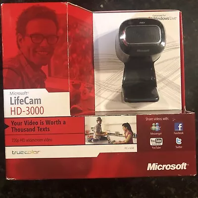 Microsoft LifeCam HD-3000 Widescreen True Color HD Webcam Camera 1492 Sealed • $17.60