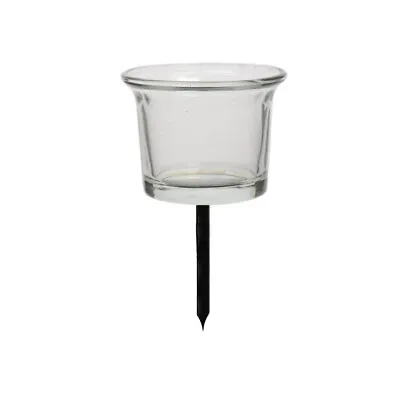 £1.50 • Buy Glass Tealight Holder On Metal Pin - Clear