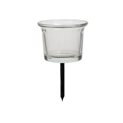 £1.50 • Buy Glass Tealight Holder On Metal Pin - Clear