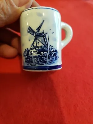 $3.99 • Buy Delft Blue Miniature Windmill Mug Handpainted 649