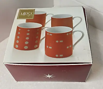 Mikasa Red Cheers Ruby Set Of 4 Coffee Tea Mug Cup 16 Oz L3184/415 New In Box • $39.99