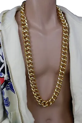 Men Gold Necklace Metal Thick Chain Links Extra Long Fashion Urban Party Jewelry • $25.95