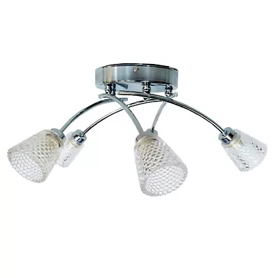 Litecraft Ceiling Light Semi Flush 5 Arm Chrome With Honey Comb Shades Clearance • £22.99