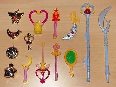 Set 14x Sailor Moon Mini Miniature Items Wands Talismans Lockets Etc. • £142.52