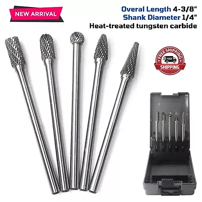 Long Shank Carbide Burr Set Die Grinder Bits Rotary Files Drill Metal/Aluminum  • $76.03