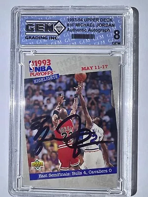 1993-94 Upper Deck - #187 Michael Jordan Authentic GEM 8  Autographed • $499