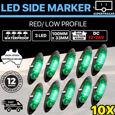 $35.66 • Buy 10X Green Clearance Light Side Marker Led Trailer Truck LORRY LAMP Chrome 12-24V