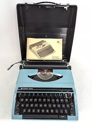 Vintage Silver-Reed SR 180 De-Luxe Vintage Typewriter - Blue With Case & Manual • £19.99