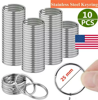 10-Pack Stainless Steel Metal Key O-Rings Keyring Keychain Split Ring Hoop US • $2.56