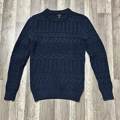 J Crew Sweater Men's Extra Small Blue Cable Chunky Knit Fisherman Heavyweight • $30