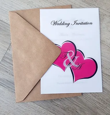 Personalised Love Hearts Vellum Wedding Invitations With Envelopes  • £1.50