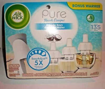 (3) AirWick Scented Oil Refills PURE BEACH ESCAPES FLORIDA KEYS COCONUT WATER • $15.77