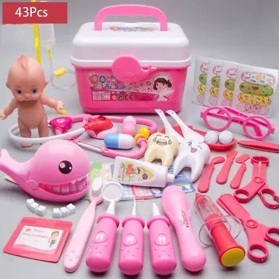 43PCS Kids Doctors Set Nurse Dentist Kit Dress Up Costumes Pretend Play Toys NEW • £19.99