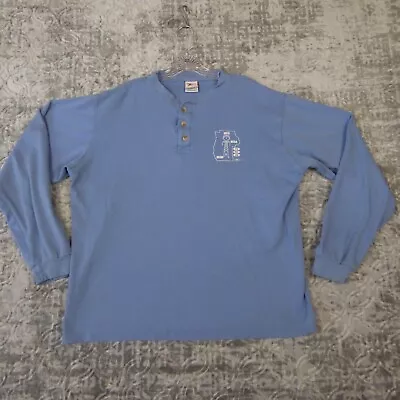 IBEW Union Henley Shirt Mens Extra Large XL Blue Electrician Lineman Long Sleeve • $17.95
