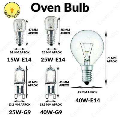Oven Bulb Cooker Appliance Lamp Light 15W 25W 40W 240V SES E14 G9 Branded • £34.99
