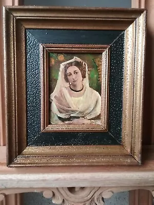 Antique Original Minature Oil Painting Portrait GILT Framed 100mmx75mm • £8.50