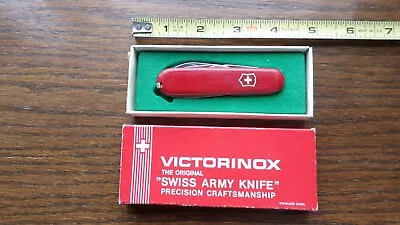 Vintage Red Swiss Army Knife Victorinox Rostfrei Original Box 10 Functions • $39