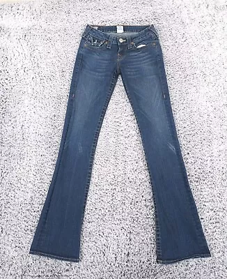 True Religion Jeans Womens 25 Blue Low Rise Becky Bootcut Western Rock  Stretch • $29.21