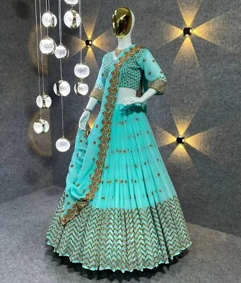 Pakistani Wine Bollywood Indian Wedding Lehenga Bridal Wear Lengha Choli Party • $85.99