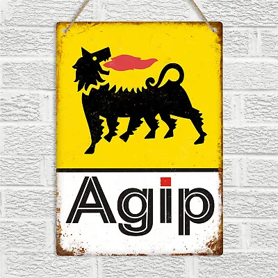 AGIP Racing Fuel Oil Metal Wall Sign Retro Vintage Pub Bar Man Cave Garage Car • £8.49